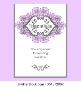 Vintage template cards and invitations. Flowers and rose hips.