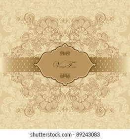 Vintage template with decorative birds. Vector Illustration