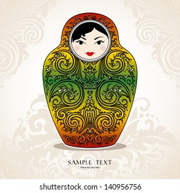 Vintage template with decorative doll