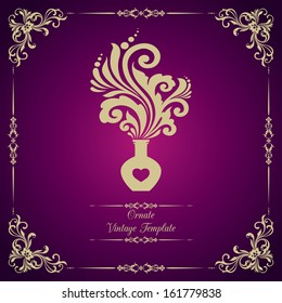 Vintage template with decorative ornamental frame and love potion