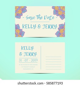 Vintage template design layout for Wedding invitation. Wedding invitation, thank you card, save the date cards, baby shower.