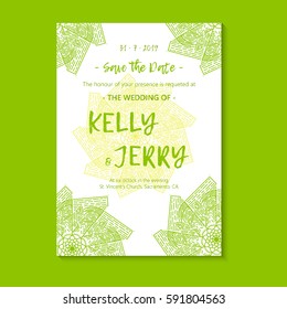 Vintage template design layout for Wedding invitation. Wedding invitation, thank you card, save the date cards, baby shower.