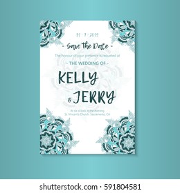 Vintage template design layout for Wedding invitation. Wedding invitation, thank you card, save the date cards, baby shower.