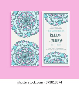 Vintage template design layout for Wedding invitation. Wedding invitation, thank you card, save the date cards, baby shower.