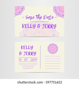 Vintage template design layout for Wedding invitation. Wedding invitation, thank you card, save the date cards, baby shower.