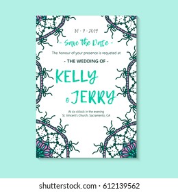 Vintage template design layout for Wedding invitation. Wedding invitation, thank you card, save the date cards, baby shower.