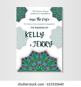 Vintage template design layout for Wedding invitation. Wedding invitation, thank you card, save the date cards, baby shower.