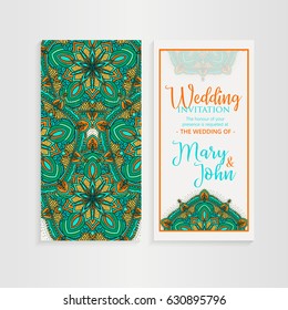 Vintage template design layout for Wedding invitation. Wedding invitation, thank you card, save the date cards