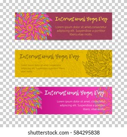 Vintage template design vector illustration of international yoga day. Oriental pattern, vector illustration. Islam, Arabic Indian turkish motifs