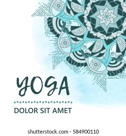 Vintage template design vector illustration of international yoga day. Oriental pattern, vector illustration. Islam, Arabic Indian turkish motifs