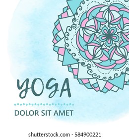 Vintage template design vector illustration of international yoga day. Oriental pattern, vector illustration. Islam, Arabic Indian turkish motifs