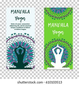 Vintage template design vector illustration of international yoga day. Oriental pattern, vector illustration. Islam, Arabic Indian turkish motifs