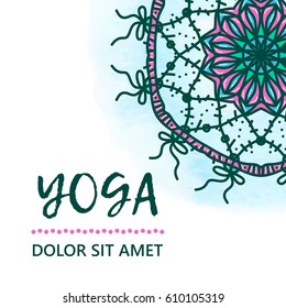Vintage template design vector illustration of international yoga day. Oriental pattern, vector illustration. Islam, Arabic Indian turkish motifs