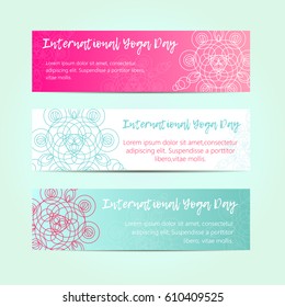 Vintage template design vector illustration of international yoga day. Oriental pattern, vector illustration. Islam, Arabic Indian turkish motifs