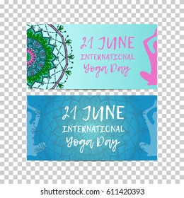 Vintage template design vector illustration of international yoga day. Oriental pattern, vector illustration. Islam, Arabic Indian turkish motifs