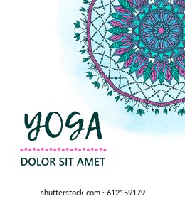 Vintage template design vector illustration of international yoga day. Oriental pattern, vector illustration. Islam, Arabic Indian turkish motifs