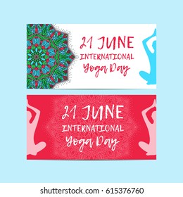 Vintage template design vector illustration of international yoga day. Oriental pattern, vector illustration. Islam, Arabic Indian turkish motifs