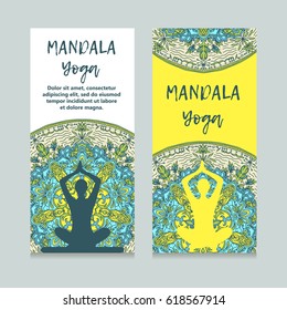 Vintage template design vector illustration of international yoga day. Oriental pattern, vector illustration. Islam, Arabic Indian turkish motifs