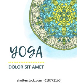 Vintage template design vector illustration of international yoga day. Oriental pattern, vector illustration. Islam, Arabic Indian turkish motifs
