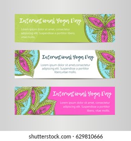 Vintage template design vector illustration of international yoga day. Oriental pattern, vector illustration. Islam, Arabic Indian turkish