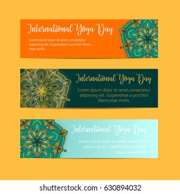 Vintage template design vector illustration of international yoga day. Oriental pattern, vector illustration. Islam, Arabic Indian turkish