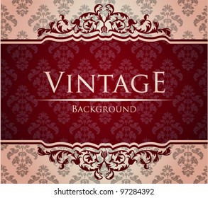 vintage template with floral frame
