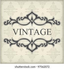 Vintage template with floral frame