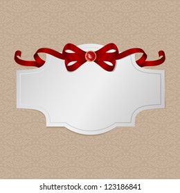 Vintage template for greeting cards, invitations, banners, web site with a sticker and a bow