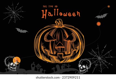 Vintage template for Halloween day celebration