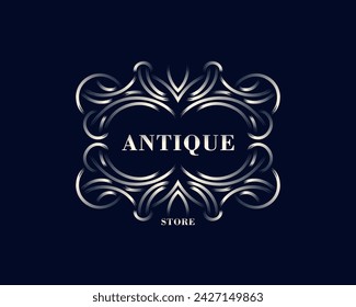 Vintage template for a label, sign or emblem from a linear frame made with brush strokes. Old fashioned Victorian or Gothic style. Ready vector badge