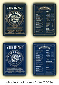 Vintage template menu. Restaurant design with Chef illustration. Vector layered.