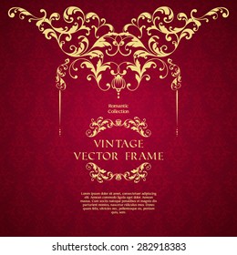 Vintage template with pattern ornamental border and decorative frame