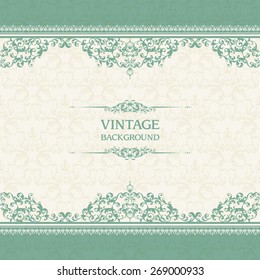 Vintage template with pattern and ornate borders. Ornamental lace pattern for invitation, greeting card, certificate.