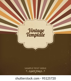 Vintage Template With Retro Sun Burst Background