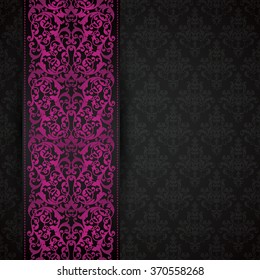 Vintage template with seamless pattern and ornamental border. Ornamental lace background for invitation, greeting card