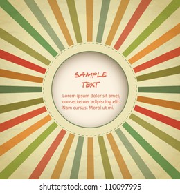 Vintage template with sunbeams retro card