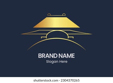 a vintage temple gold object decoration that can be used as a logo for various purposes such as an icon temple, brand identity, lawyer or law firm, badge, attorney, and business company. architecture