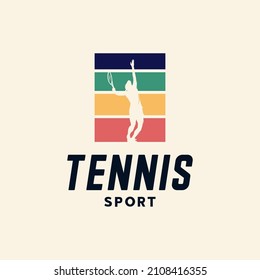 Vintage Tennis Club Logo Design Vector Illustration