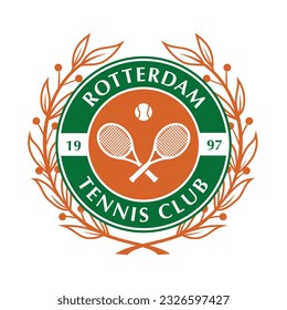 Vintage tennis logo, badge, emblem and much more. Rotterdam tennis club vintage tee print, athletic apparel design shirt graphic print.