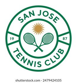 Vintage tennis logo, badge, emblem and much more. San Jose tennis club vintage tee print, athletic apparel design shirt graphic print.