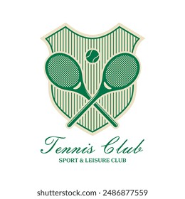 Vintage tennis logo, badge, emblem and much more. Tennis club vintage tee print, athletic apparel design shirt graphic print.