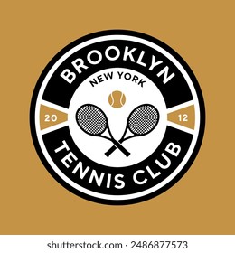 Logotipo de Antiguas tenis, insignia, emblema y mucho más. Brooklyn tenis club vintage camiseta de impresión, ropa atlética diseño camisa impresión gráfica.