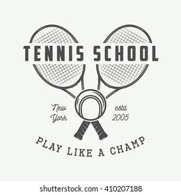 Vintage tennis logo, badge, emblem and much more. Vector Illustration