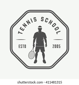 Vintage tennis logo, badge, emblem and much more. Vector Illustration
