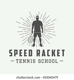 Vintage tennis logo, badge, emblem. Vector Illustration

