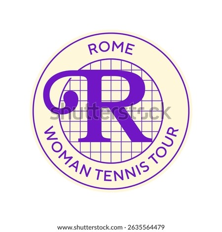 Vintage tennis logo, badge, emblem and much more. Rome woman tennis tour vintage tee print, athletic apparel design shirt graphic print.