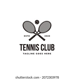 Vintage Tennis logo icon vector, tennis club, tournament, championship, crossed tennis racket logo on white background