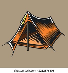 vintage tent camping vector illustration