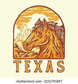 A Vintage Texas horse badge illustration