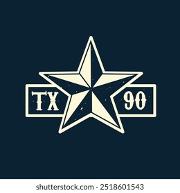 Vintage Texas Star Logo with Distressed TX 90 Design